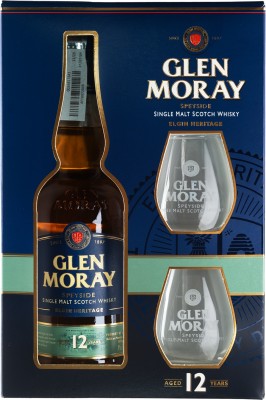 Віскі Glen Moray 12 yo 0.7 л 40% + 2 келихи у подарунковій коробці