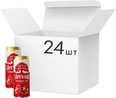 Упаковка суміші пива із соком Sherwood Pomegranate світле фільтроване 4.5% 0.5 л x 24 шт.