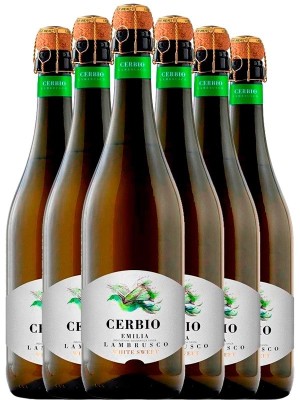 Набір ігристого вина Ламбруско Чербіо Емілія, "Вайт Світ" / Lambrusco Cerbio Emilia, "White Sweet", біле солодке 6*0.75л