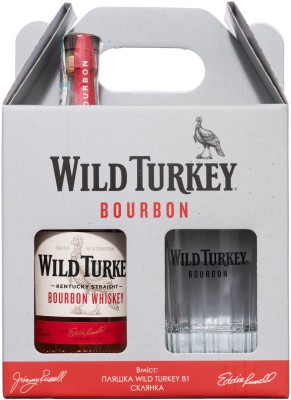 Набір Бурбон Wild Turkey до 8 років витримки 0.7 л 40.5% + склянка