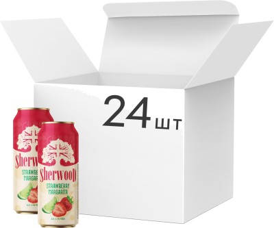 Упаковка суміші пива із соком Sherwood Strawberry Margarita світле фільтроване 4.5% 0.5 л x 24 шт.
