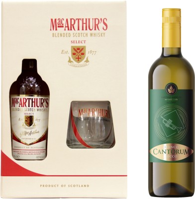 Віскі MacArthur's 0.7 л 40 % з 1 склянкою в коробці + Вино Cantorum BIANCO SECCO виноградне натуральне столове біле сухе 0.75 л 11.5%