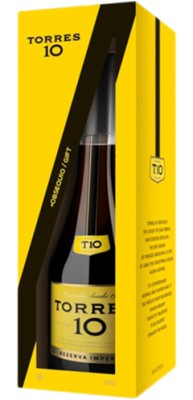 Бренді Torres 10 Gran Reserva 10 років витримки 0.7 л 38% сувенірний набір + 1 склянка