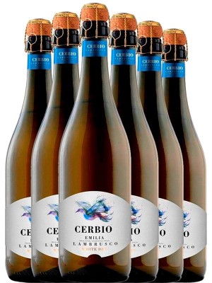 Набір ігристого вина Ламбруско Чербіо Емілія, "Вайт Драй" / Lambrusco Cerbio Emilia, "White Dry", біле сухе 6*0.75л