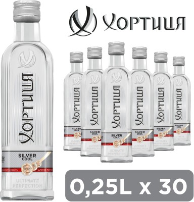 Упаковка горілки Хортиця Срібна прохолода 0.25 л 40% х 30 шт.
