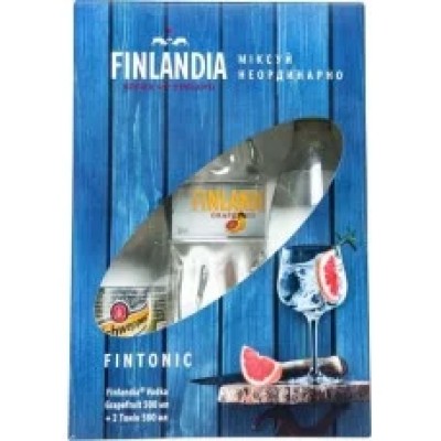 Набір горілка Finlandia, Grapefruit / Фінляндія, Грейпфрут, 37.5%, 0.5 л + Schweppes 0.5 л х 2 пляшки