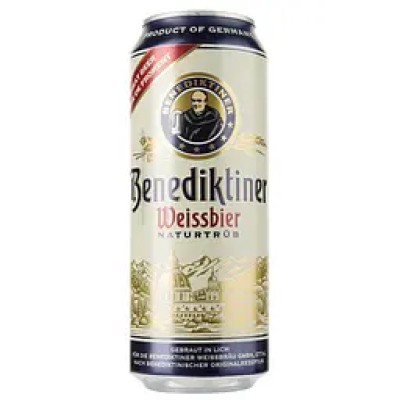 Пиво Benediktiner Weissbier, світле, нефільтроване, з/б, 5,4%, 0,5 л