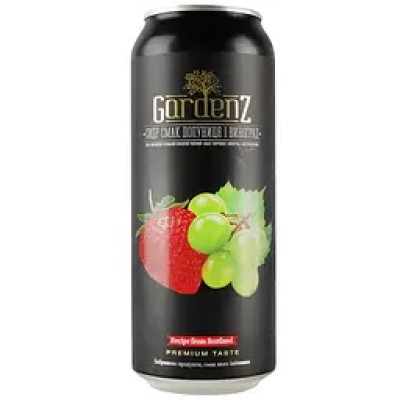 Сидр Gardenz Полуниця-виноград, рожевий, солодкий, 5,4%, з/б, 0,5 л