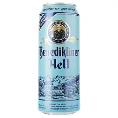 Пиво Benediktiner Hell, світле, 5%, з/б, 0,5 л