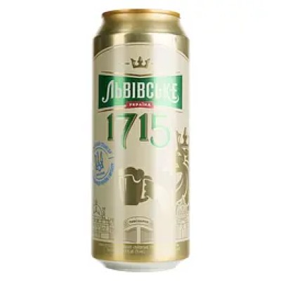 Пиво Львівське 1715, світле, 4,5%, з/б, 0,48 л