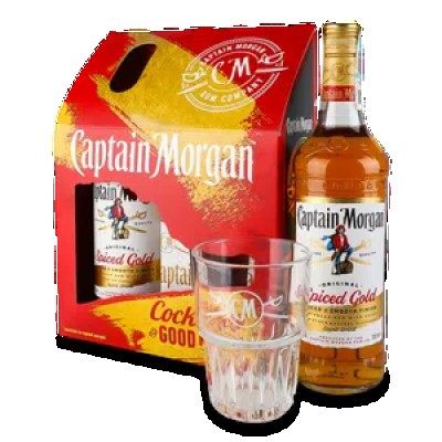Напій на осн ром Captain Morgan SpicGold0,7л+склян
