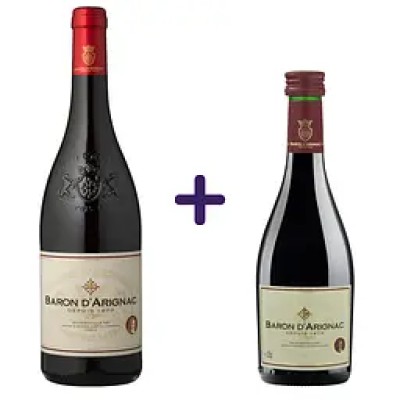 Набір вино Baron d'Arignac червоне сухе 0.75 л + вино Baron d'Arignac червоне напівсухе 0.25 л