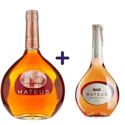Набір вино Sogrape Vinhos Mateus Rose рожеве напівсухе 0.75 л + вино Sogrape Vinhos Mateus Rose рожеве напівсухе 0.25 л