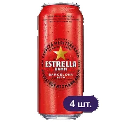 Пиво Estrella Damm Barcelona світле 4.6% 4 шт. х 0.5 л з/б
