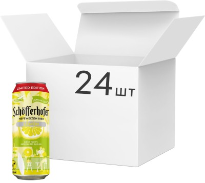 Упаковка пива із соком Schofferhofer Lemon світле нефільтроване 2.5% 0.5 л х 24 шт