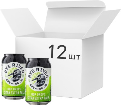 Упаковка пива Rye River Hop Drop Citra Extra Pale світле нефільтроване 4.5% 0.33 л х 12 шт