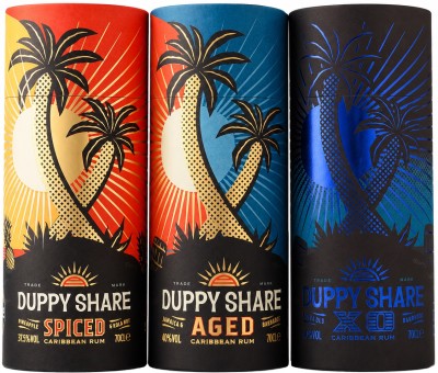 Набір ром Duppy Share Spiced 0.7 л 37.5% + Aged 0.7 л 40% + XO 0.7 л 40% у подарунковій упаковці