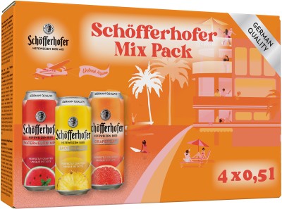 Подарунковий набір суміші пива із соком Schofferhofer Mix Pack нефільтроване 2.5% 0.5 л х 4 шт