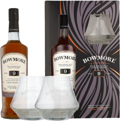 Віскі Bowmore 9 років витримки 0.7 л 40% + 2 склянки у подарунковій упаковці