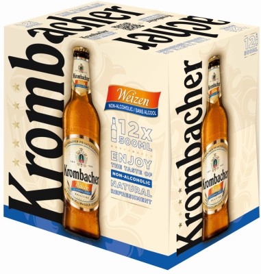 Упаковка пива Krombacher пшеничне світле безалкогольне 0.5% 0.5 л x 12 шт