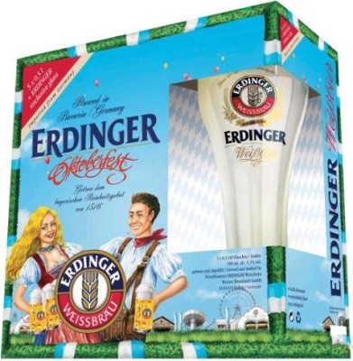 Упаковка пива Erdinger Oktoberfest Weissbier світле фільтроване 5% 0.5 л х 5 шт + келих