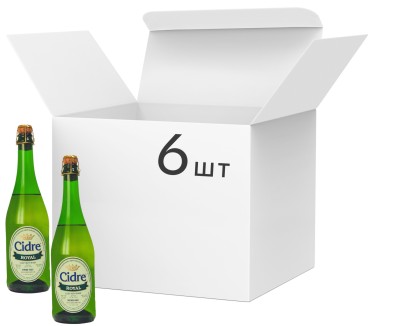 Упаковка сидру Роял напівсухий крафтовий Яблучний 5-6.9% 0.7 л х 6 шт