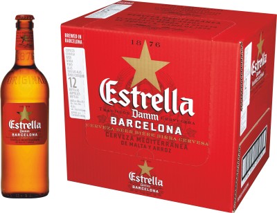 Упаковка пива Estrella Damm Lager світле фільтроване 4.6% 0.66 л х 12 шт