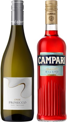 Вино ігристе ONDE Prosecco Frizzante Doc Treviso Dry біле сухе 0.75 л 11% (8000037000310) + Настоянка гірка Campari 0.7 л 25%